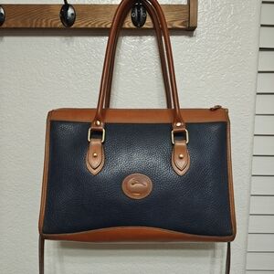 Dooney & Bourke Blue and Tan Leather Tote